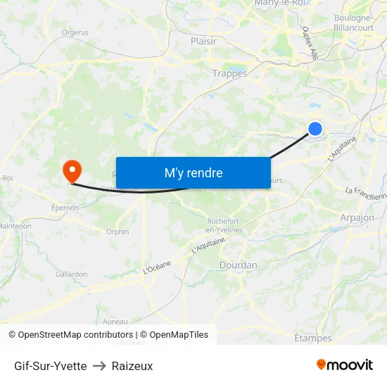 Gif-Sur-Yvette to Raizeux map