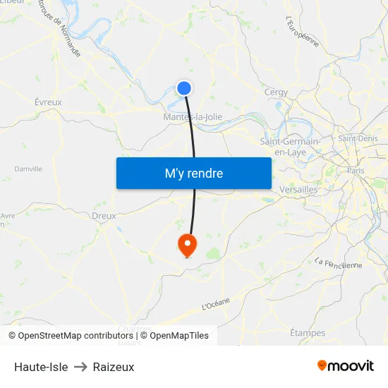 Haute-Isle to Raizeux map