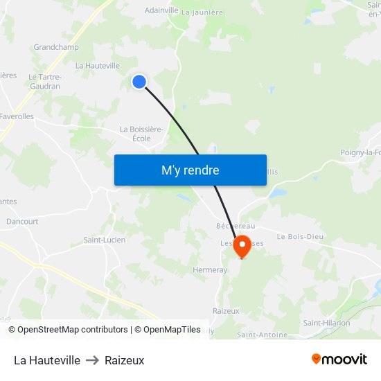 La Hauteville to Raizeux map