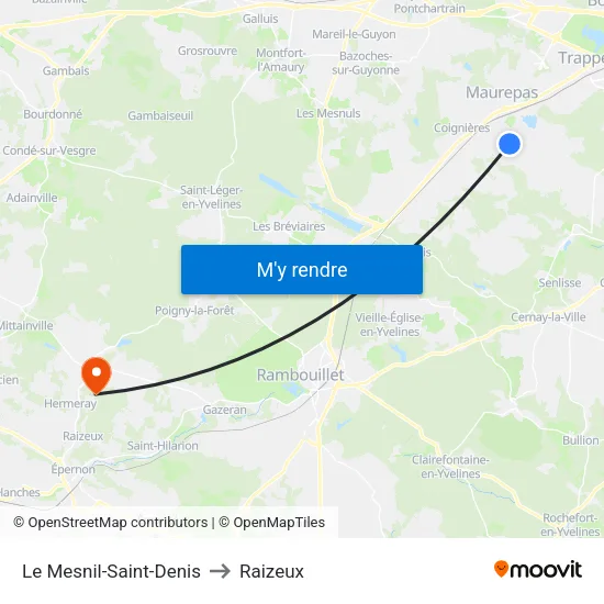 Le Mesnil-Saint-Denis to Raizeux map