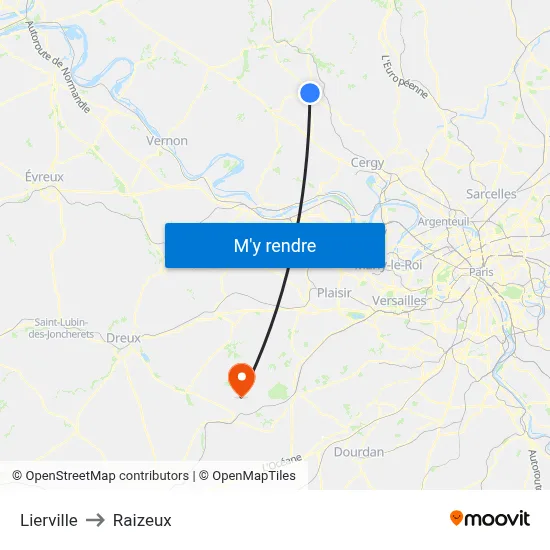 Lierville to Raizeux map