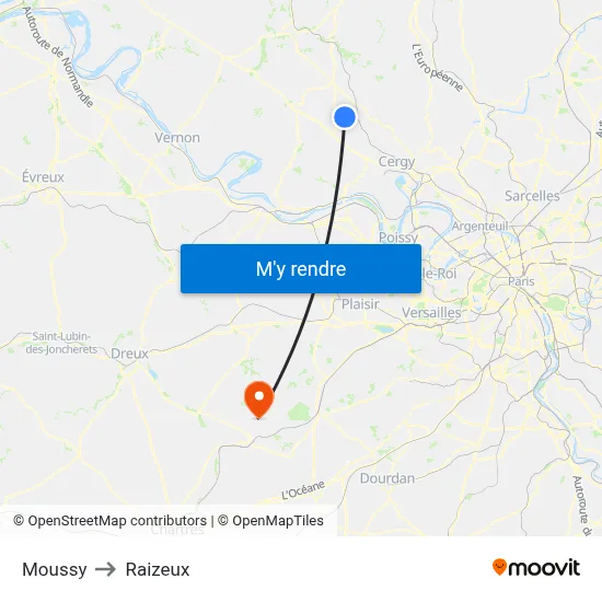Moussy to Raizeux map