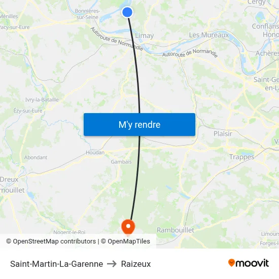 Saint-Martin-La-Garenne to Raizeux map