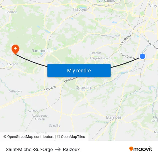 Saint-Michel-Sur-Orge to Raizeux map