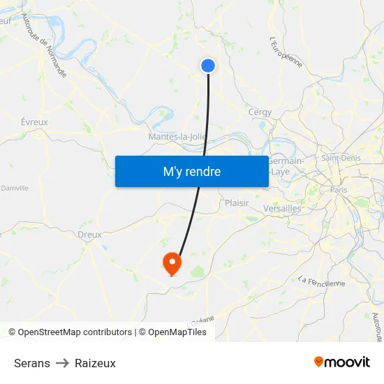 Serans to Raizeux map