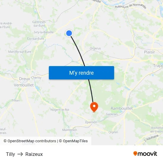 Tilly to Raizeux map