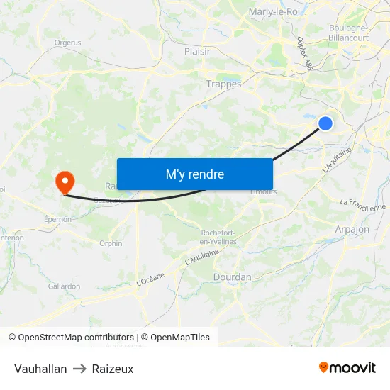 Vauhallan to Raizeux map