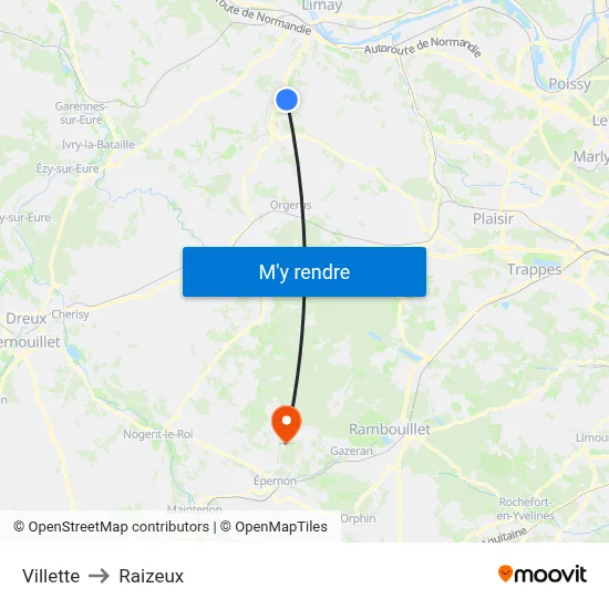 Villette to Raizeux map