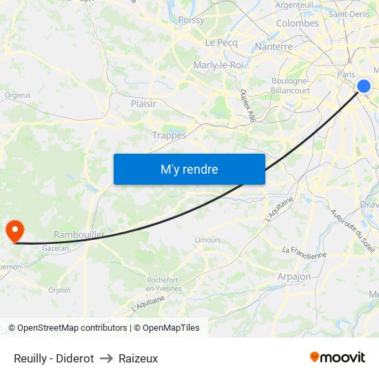 Reuilly - Diderot to Raizeux map