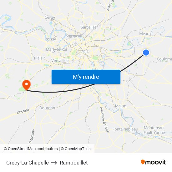 Crecy-La-Chapelle to Rambouillet map