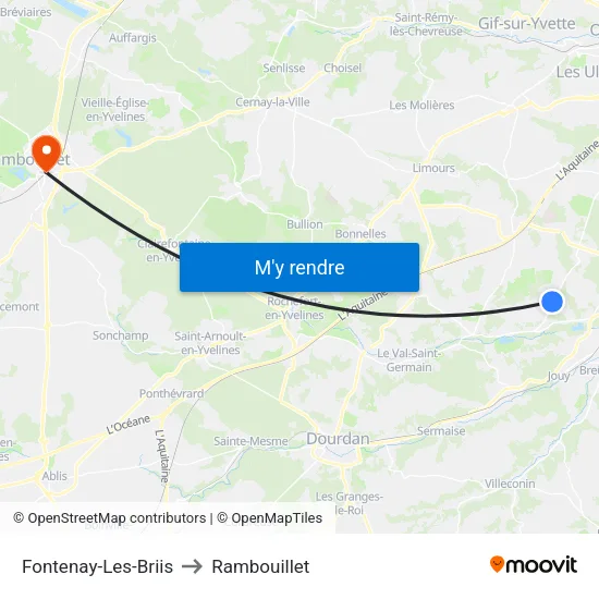Fontenay-Les-Briis to Rambouillet map