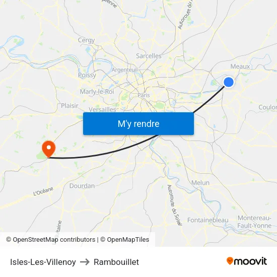 Isles-Les-Villenoy to Rambouillet map