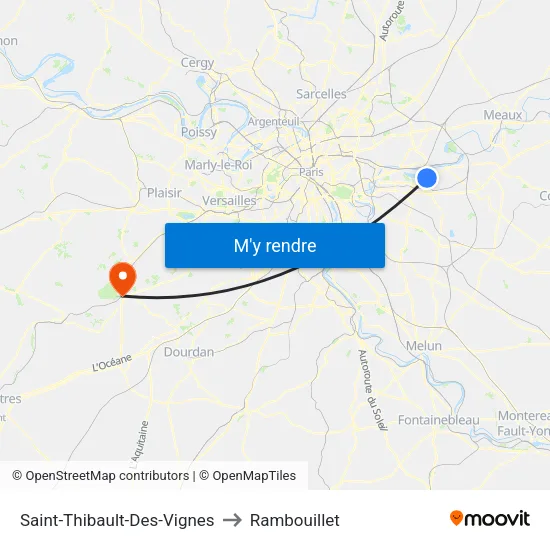 Saint-Thibault-Des-Vignes to Rambouillet map