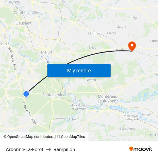 Arbonne-La-Foret to Rampillon map