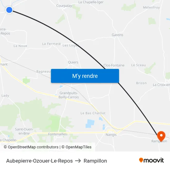 Aubepierre-Ozouer-Le-Repos to Rampillon map
