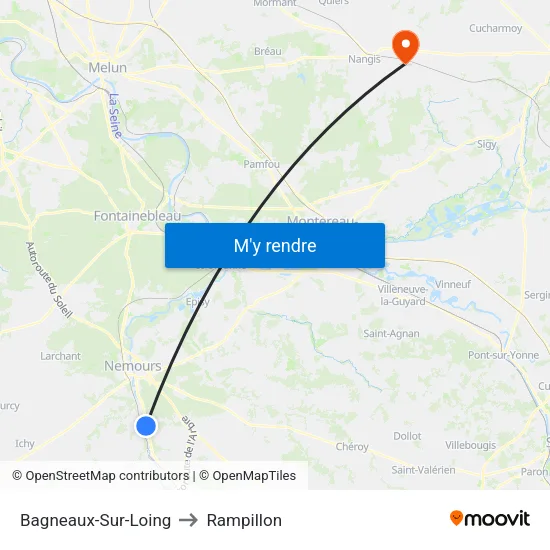 Bagneaux-Sur-Loing to Rampillon map