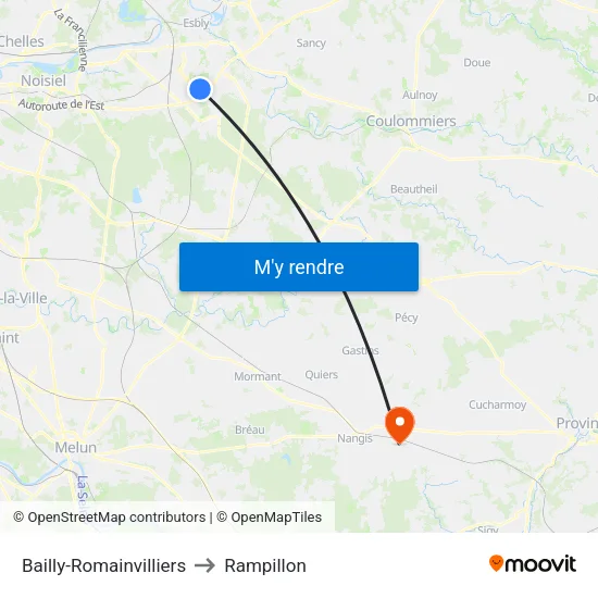 Bailly-Romainvilliers to Rampillon map