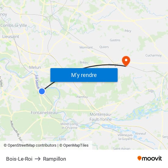 Bois-Le-Roi to Rampillon map