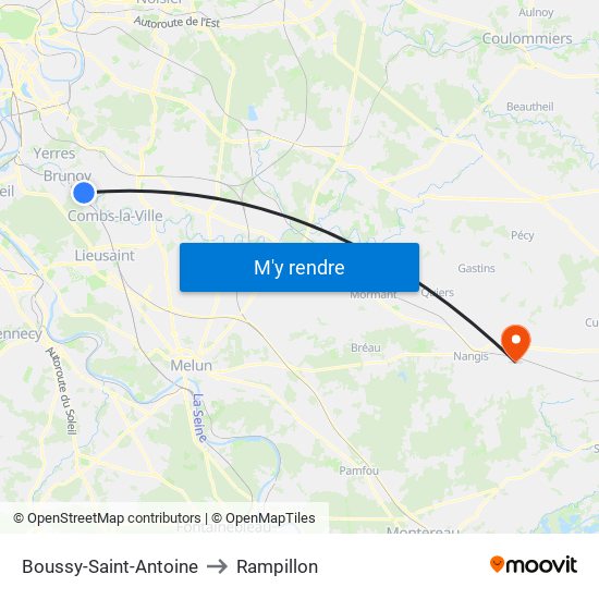 Boussy-Saint-Antoine to Rampillon map