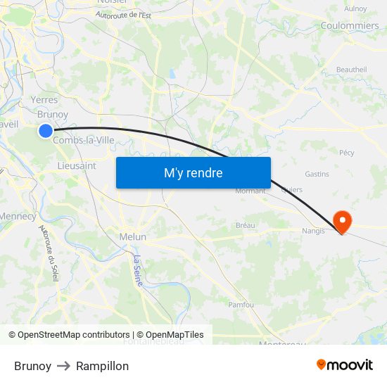 Brunoy to Rampillon map