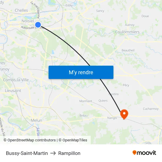 Bussy-Saint-Martin to Rampillon map