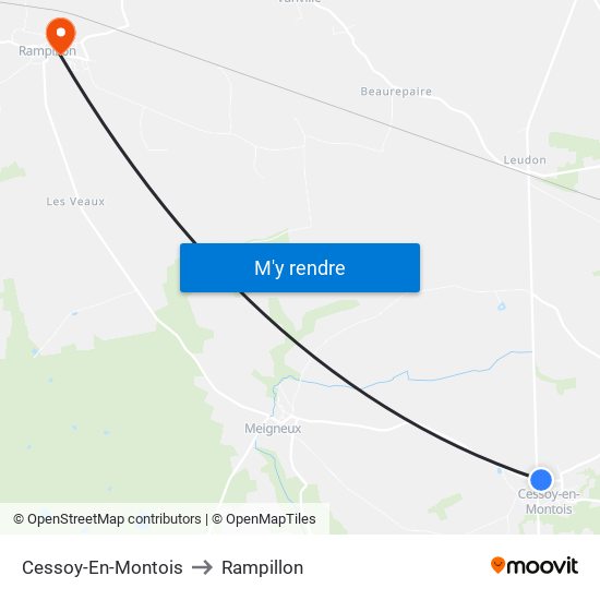 Cessoy-En-Montois to Rampillon map