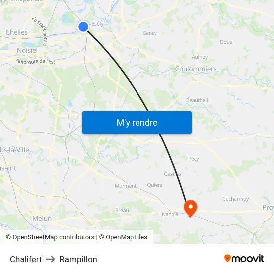 Chalifert to Rampillon map