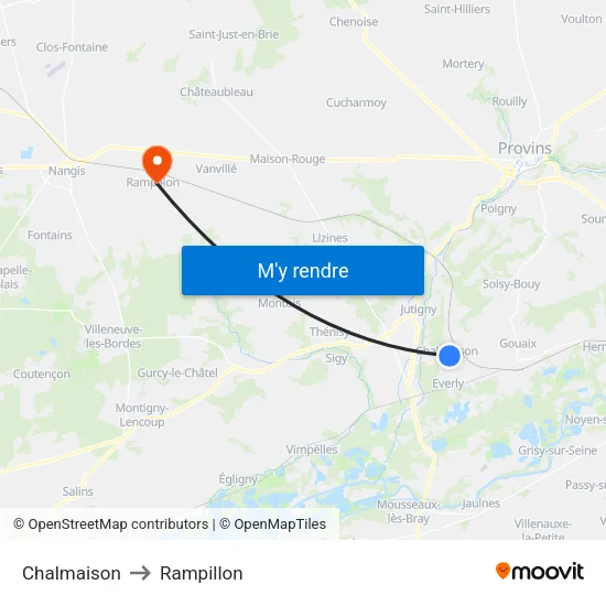 Chalmaison to Rampillon map