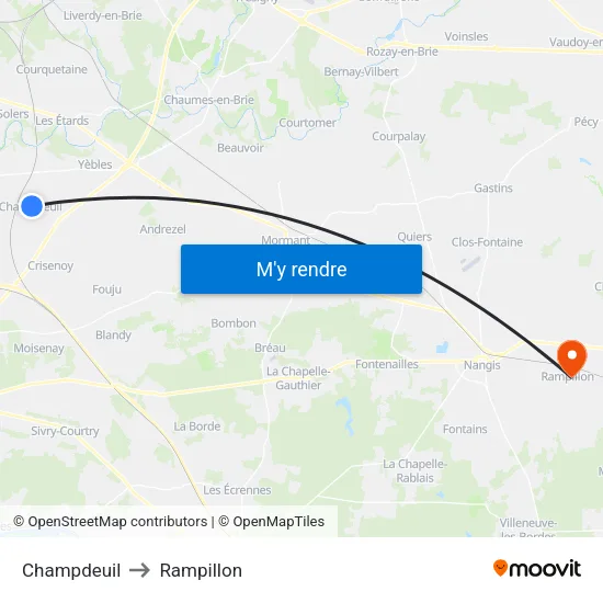 Champdeuil to Rampillon map