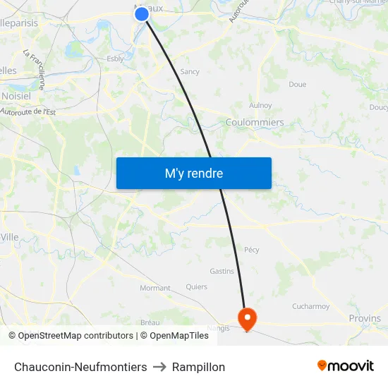 Chauconin-Neufmontiers to Rampillon map