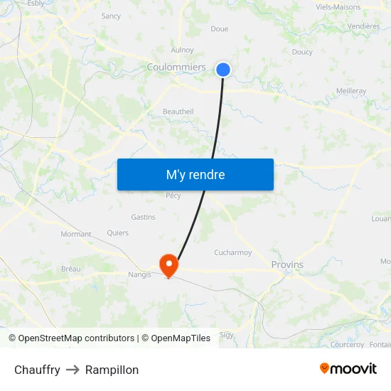 Chauffry to Rampillon map