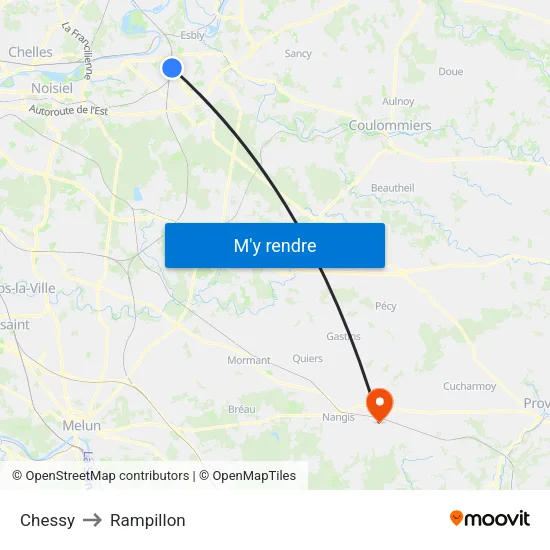 Chessy to Rampillon map