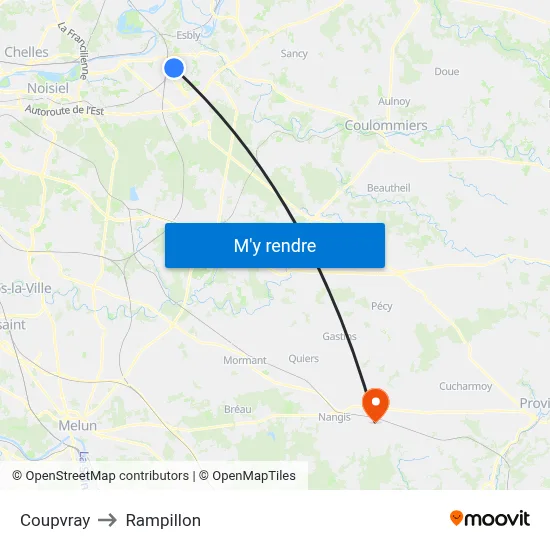 Coupvray to Rampillon map