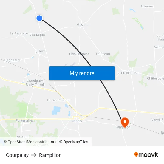 Courpalay to Rampillon map