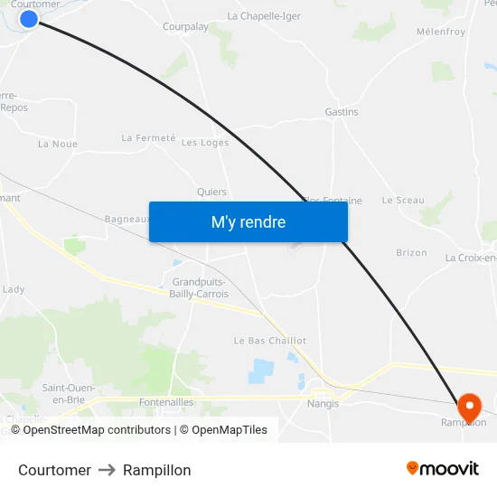 Courtomer to Rampillon map