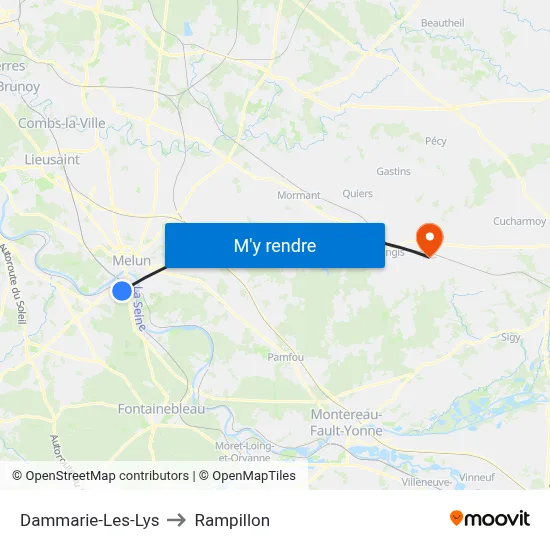 Dammarie-Les-Lys to Rampillon map
