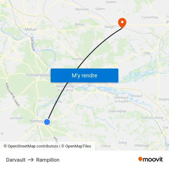 Darvault to Rampillon map