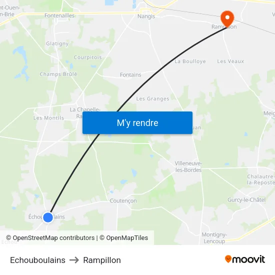 Echouboulains to Rampillon map