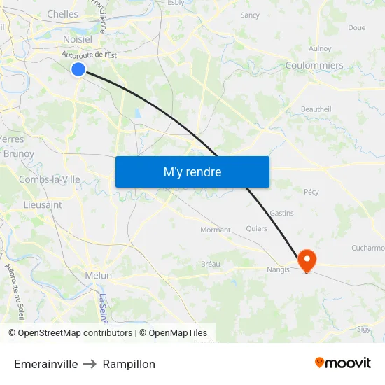 Emerainville to Rampillon map