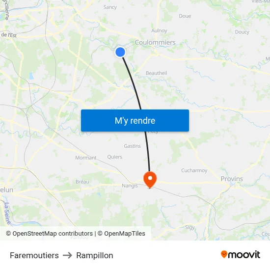 Faremoutiers to Rampillon map