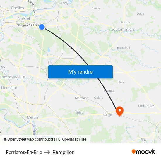 Ferrieres-En-Brie to Rampillon map