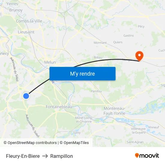 Fleury-En-Biere to Rampillon map