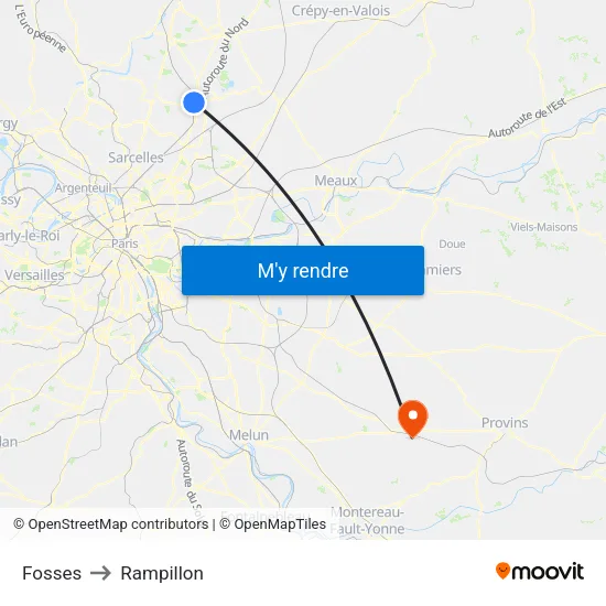 Fosses to Rampillon map