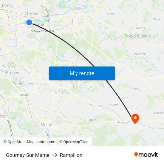 Gournay-Sur-Marne to Rampillon map