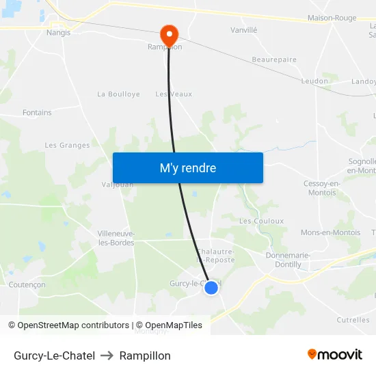 Gurcy-Le-Chatel to Rampillon map