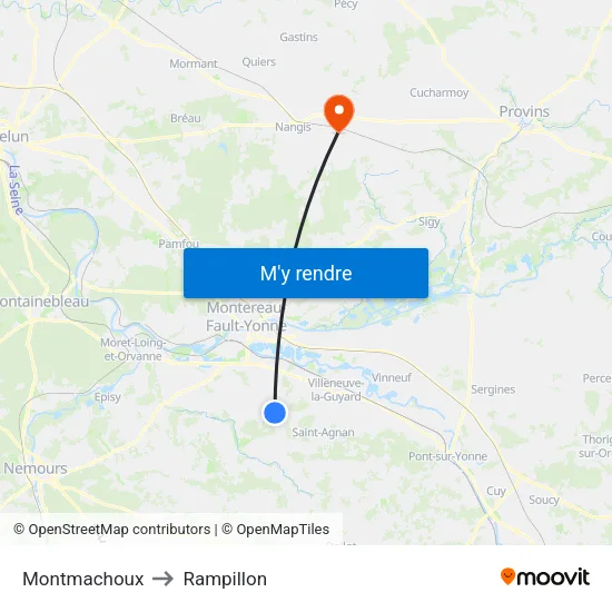 Montmachoux to Rampillon map