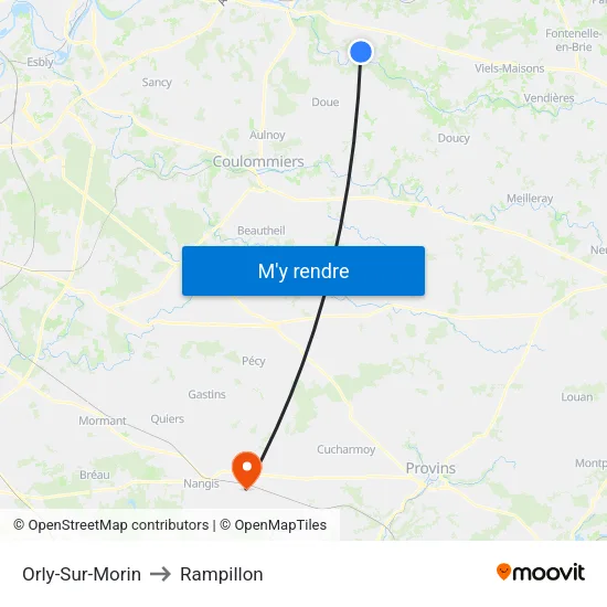 Orly-Sur-Morin to Rampillon map