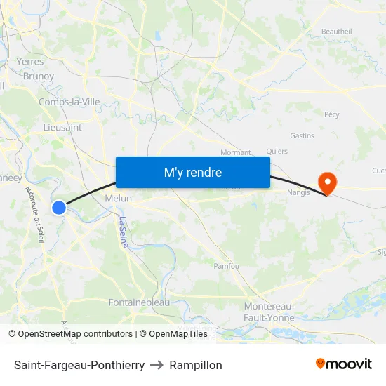 Saint-Fargeau-Ponthierry to Rampillon map