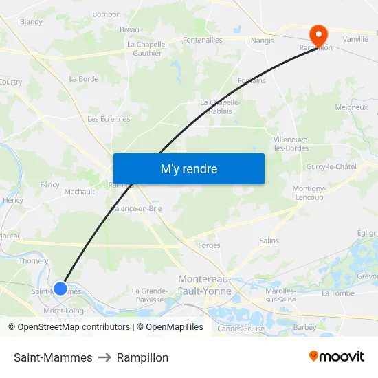 Saint-Mammes to Rampillon map