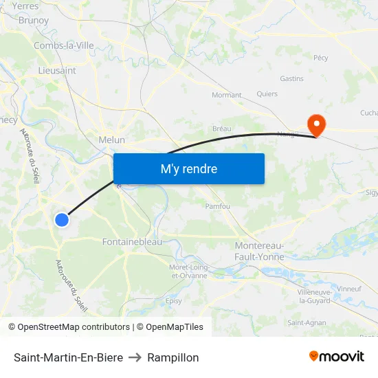 Saint-Martin-En-Biere to Rampillon map